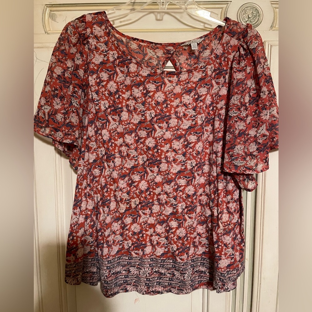 Lucky Brand Red Floral Blouse